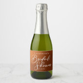 Rustic Burnt Orange Bridal Shower Custom Mini スパークリングワインラベル (正面)