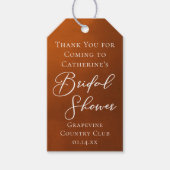 Rustic Burnt Orange Bridal Shower Personalized ギフトタグ (正面)