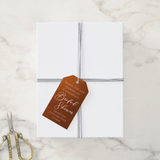 Rustic Burnt Orange Bridal Shower Personalized ギフトタグ (より糸付き)