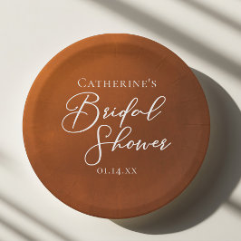 Rustic Burnt Orange Bridal Shower Personalized ペーパープレート