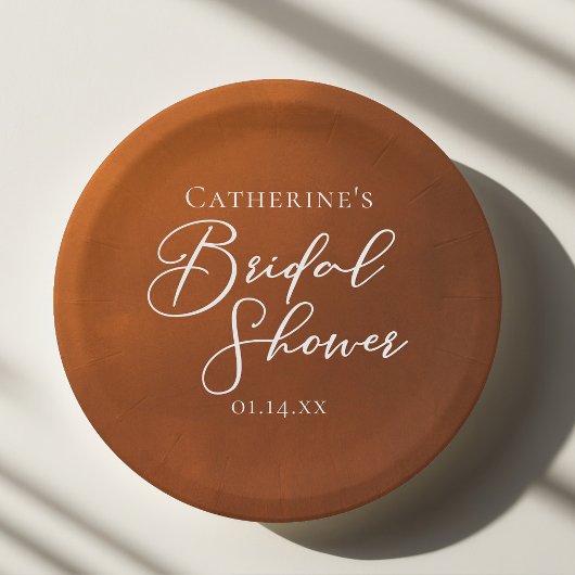 Rustic Burnt Orange Bridal Shower Personalized ペーパープレート