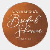 Rustic Burnt Orange Bridal Shower Personalized ラウンドシール (正面)
