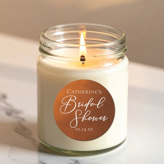 Rustic Burnt Orange Bridal Shower Personalized ラウンドシール