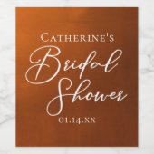Rustic Burnt Orange Bridal Shower Personalized ワインラベル (シングルラベル)