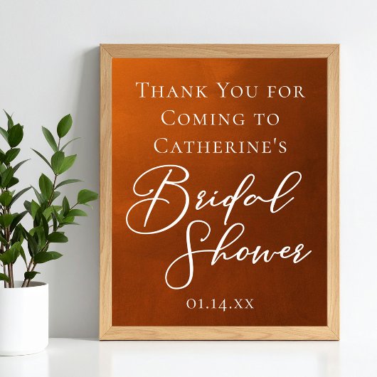 Rustic Burnt Orange Bridal Shower Welcome ポスター