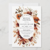 Rustic Burnt Orange Burgundy Fall Bridal Shower 招待状 (正面)