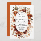 Rustic Burnt Orange Burgundy Fall Bridal Shower 招待状 (正面/裏面)