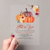 Rustic Burnt Orange Floral Pumpkin Bridal Shower アクリル招待状 (インサイチュ (ポータブル))