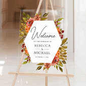 Rustic Burnt Orange Floral Wedding Welcome アクリルサイン