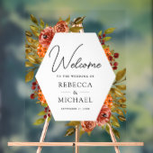 Rustic Burnt Orange Floral Wedding Welcome アクリルサイン (ニュートラル)