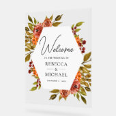 Rustic Burnt Orange Floral Wedding Welcome アクリルサイン (傾斜)