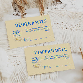 Rustic Butter Yellow Blu Baby Shower Diaper Raffle エンクロージャーカード