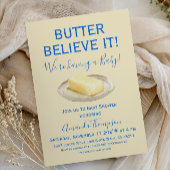 Rustic Butter Yellow Blue Boy Baby Shower 招待状