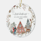 Rustic Cabin | 初めてのクリスマス新居記念の陶器オーナメント セラミックオーナメント (左)
