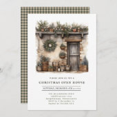 Rustic Cabin Christmas Open House 招待状 (正面/裏面)