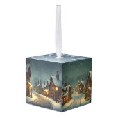 Rustic Cabin Christmas Ornament | Warm Cozy Winter キューブオーナメント (裏面アングル)