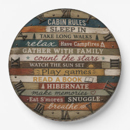 Rustic Cabin Rules Wooden Lake House Lodge ペーパープレート
