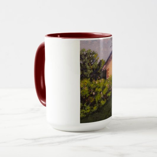 Rustic Cabin With Purples, Greens, Yellows Mug マグカップ (正面左)