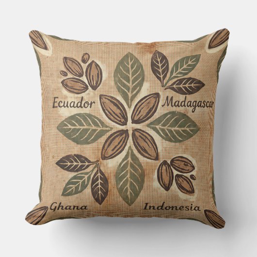Rustic Cacao Origins Botanical Decor クッション (正面)