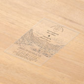 Rustic Cactus Desert Landscape Wedding アクリル招待状 (レイダウン)