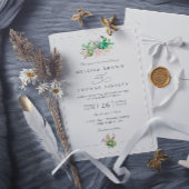 Rustic Cactus Rose Elegant Modern QR Code Wedding 招待状