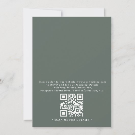 Rustic Cactus Rose Elegant Modern QR Code Wedding 招待状 (裏面)