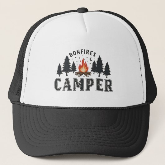 Rustic Camper Bonfire Adventure Baseball Cap キャップ (正面)