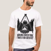 Rustic Campfire Cooking Under Pine Forest Night Tシャツ (正面)