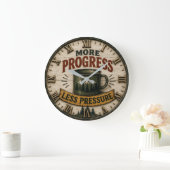 Rustic Camping Coffee Outdoor Cabin Camper Gift ラージ壁時計 (ホーム)