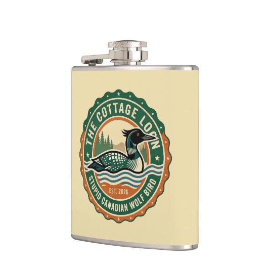 Rustic Canadian Loon Wolf Bird Wilderness フラスク (左)