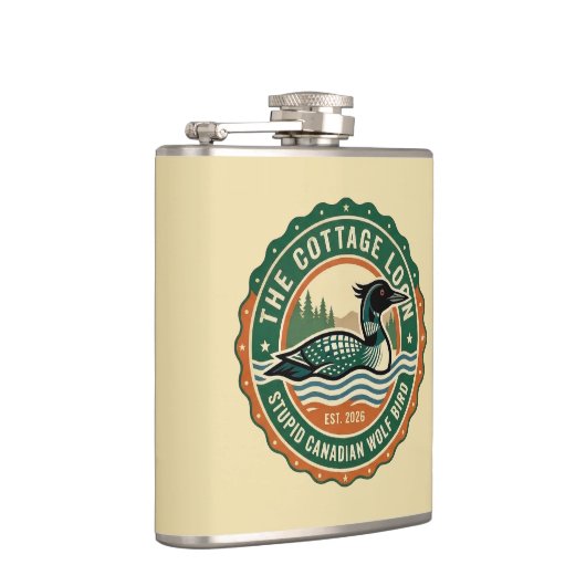 Rustic Canadian Loon Wolf Bird Wilderness フラスク (右)