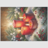 Rustic candles holly berry Christmas tissue paper 薄葉紙 (正面)