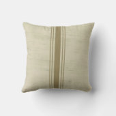 Rustic Canvas Burlap Beige Gold Stripe クッション (裏面)