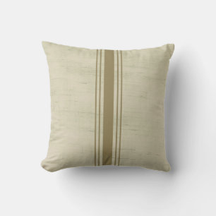 Rustic Canvas Burlap Beige Gold Stripe クッション