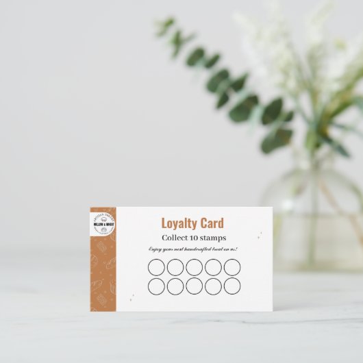 Rustic Caramel Bakery Loyalty Stamp Card 名刺 (スタンド正面)
