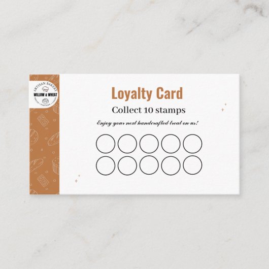 Rustic Caramel Bakery Loyalty Stamp Card 名刺 (正面)