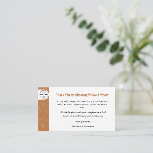 Rustic Caramel Bakery Thank You Card 名刺 (スタンド正面)