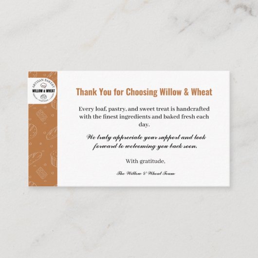 Rustic Caramel Bakery Thank You Card 名刺 (正面)