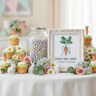 Rustic Carrot Baby Shower “Guess How Many Candies” ポスター
