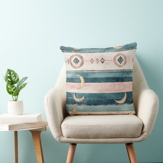 Rustic Celestial Stripe Moon Sun Earthy (10) クッション (椅子)
