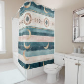 Rustic Celestial Stripe Moon Sun Earthy (10) シャワーカーテン (インサイチュ)