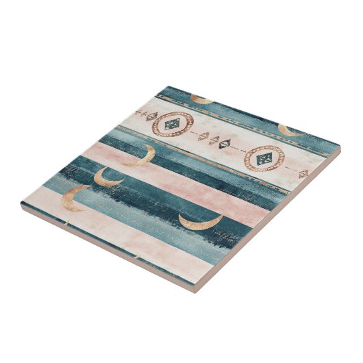 Rustic Celestial Stripe Moon Sun Earthy (10) タイル (側面)