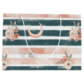 Rustic Celestial Stripe Moon Sun Earthy (3) ラージペーパーバッグ (裏面)