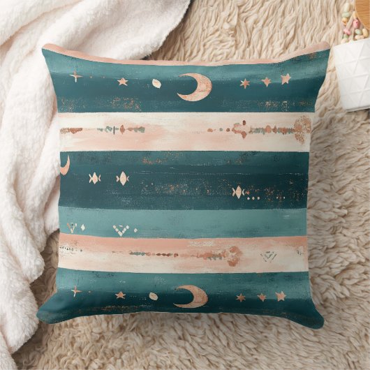 Rustic Celestial Stripe Moon Sun Earthy (5) クッション (ブランケット)