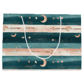 Rustic Celestial Stripe Moon Sun Earthy (5) ラージペーパーバッグ (裏面)