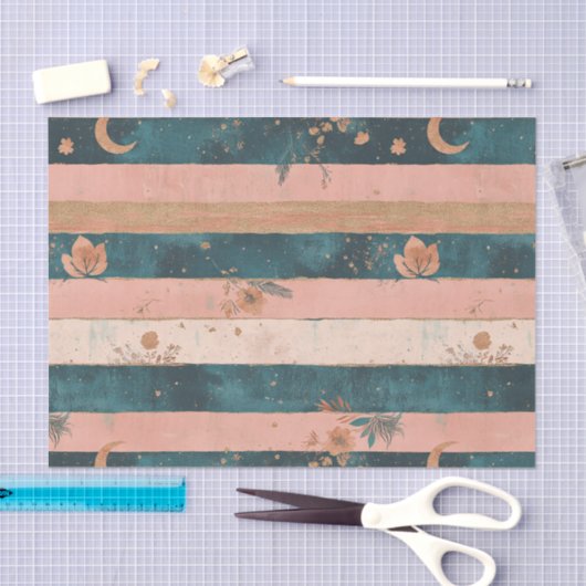 Rustic Celestial Stripe Moon Sun Earthy (6) 薄葉紙 (クラフト)