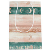 Rustic Celestial Stripe Moon Sun Earthy (7) ミディアムペーパーバッグ (正面)