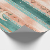 Rustic Celestial Stripe Moon Sun Earthy (8) ラッピングペーパー (角)