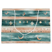 Rustic Celestial Stripe Moon Sun Earthy (9) ラージペーパーバッグ (正面)