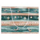 Rustic Celestial Stripe Moon Sun Earthy (9) ラージペーパーバッグ (裏面)
